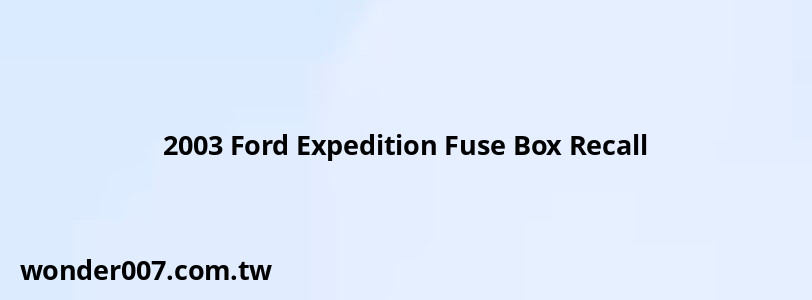 2003 Ford Expedition Fuse Box Recall