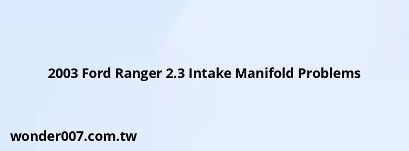 2003 Ford Ranger 2.3 Intake Manifold Problems