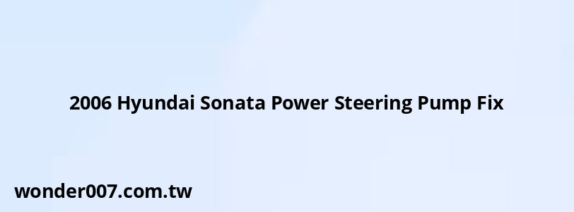 2006 Hyundai Sonata Power Steering Pump Fix 2006 Hyundai Sonata Power Steering Pump Fix