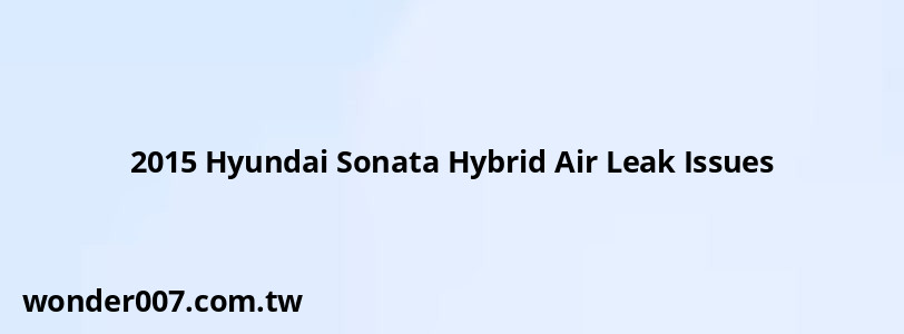 2015 Hyundai Sonata Hybrid Air Leak Issues