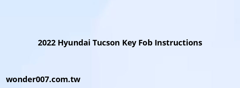 2022 Hyundai Tucson Key Fob Instructions