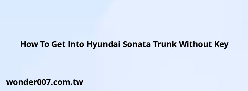 How To Get Into Hyundai Sonata Trunk Without Key